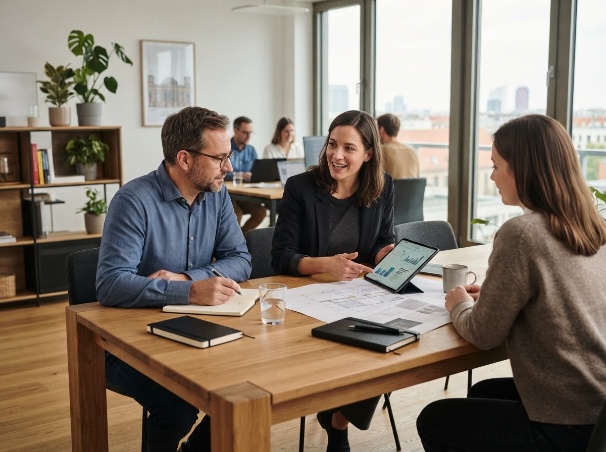 Meridian Vestune team reviewing AI-generated portfolio analysis